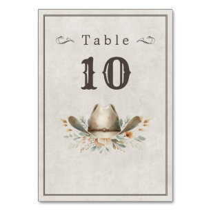 Numéro De Table Mariage casquette Wild West cowboy