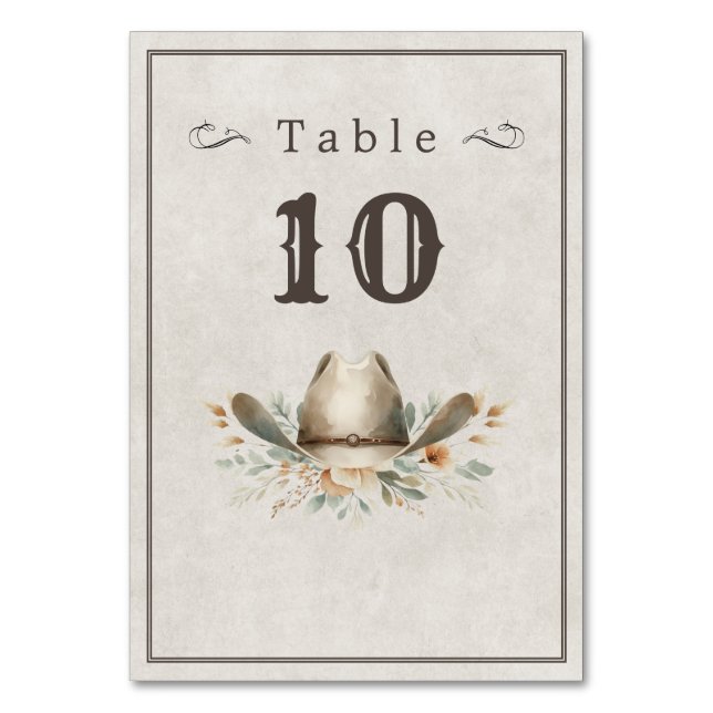 Numéro De Table Mariage casquette Wild West cowboy (Dos)