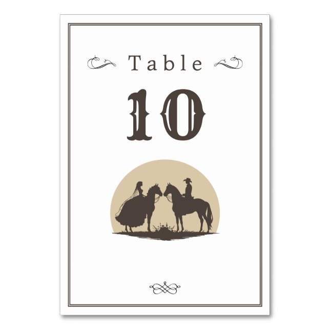 Numéro De Table Mariage casquette Wild West cowboy (Dos)