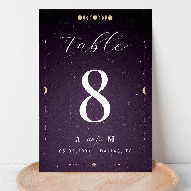 Numéro De Table Mariage céleste de la lune d'or cosmique de la gal (Créateur téléchargé)