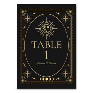 Numéro De Table Mariage céleste de Tarot gothique noir