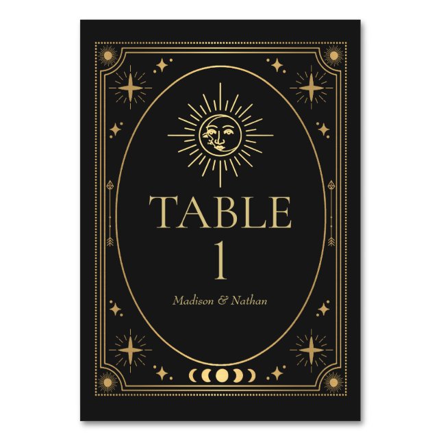 Numéro De Table Mariage céleste de Tarot gothique noir (Par défaut)