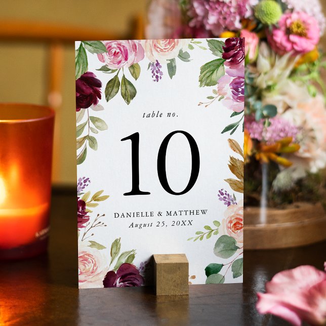 Numéro De Table Mariage Champêtre aux Teintes Roses, Bourguignon e (Créateur téléchargé)