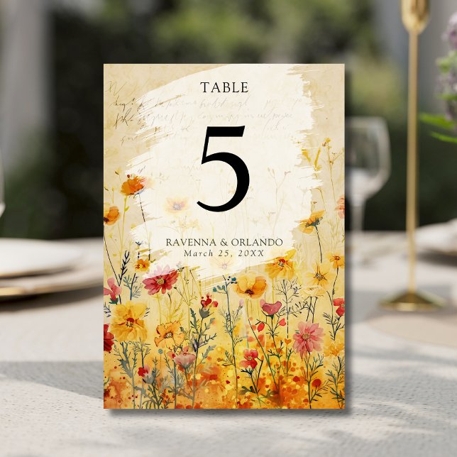 Numéro De Table Mariage Champêtre de Couleurs Automnales de Fleurs (Créateur téléchargé)