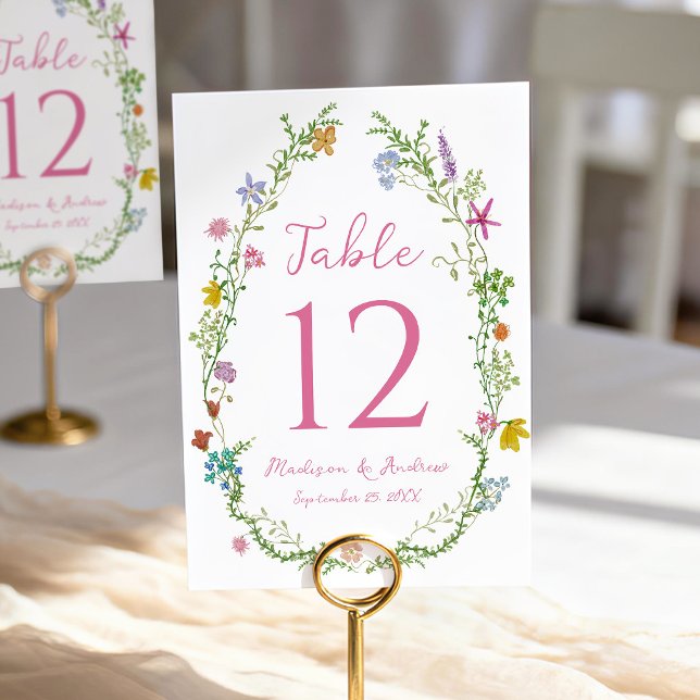 Numéro De Table Mariage Champêtre de Fleurs Sauvages (Créateur téléchargé)
