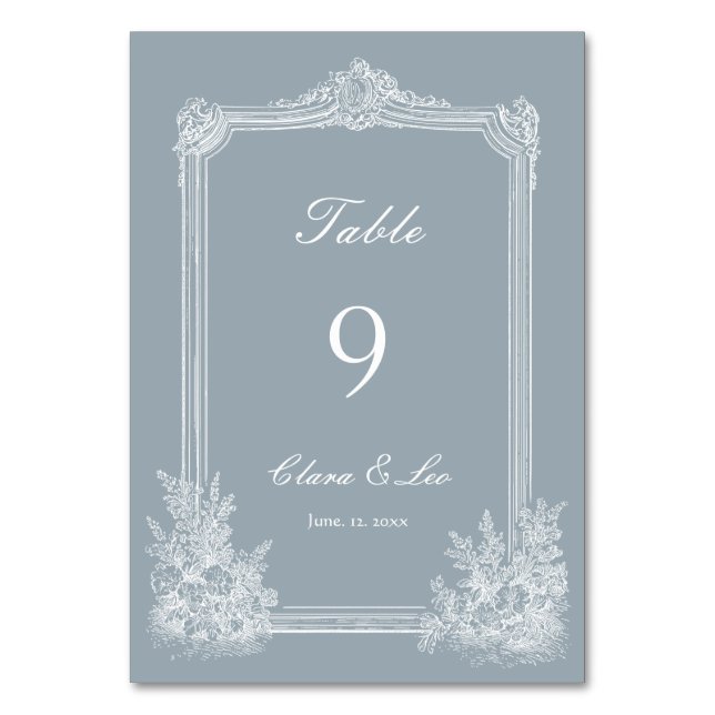 Numéro De Table Mariage Champêtre Français Bleu Ardoise (Par défaut)