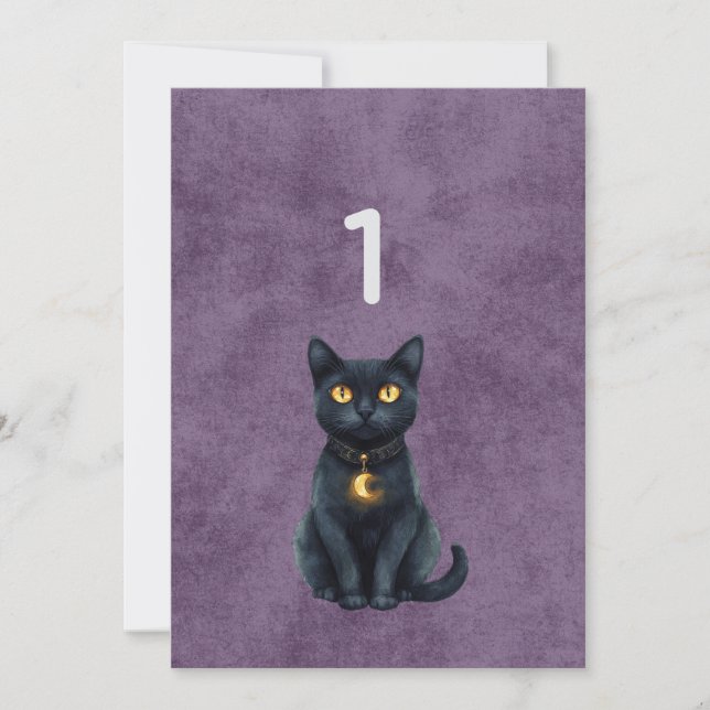 Numéro de table mariage chat noir gothique (Devant)