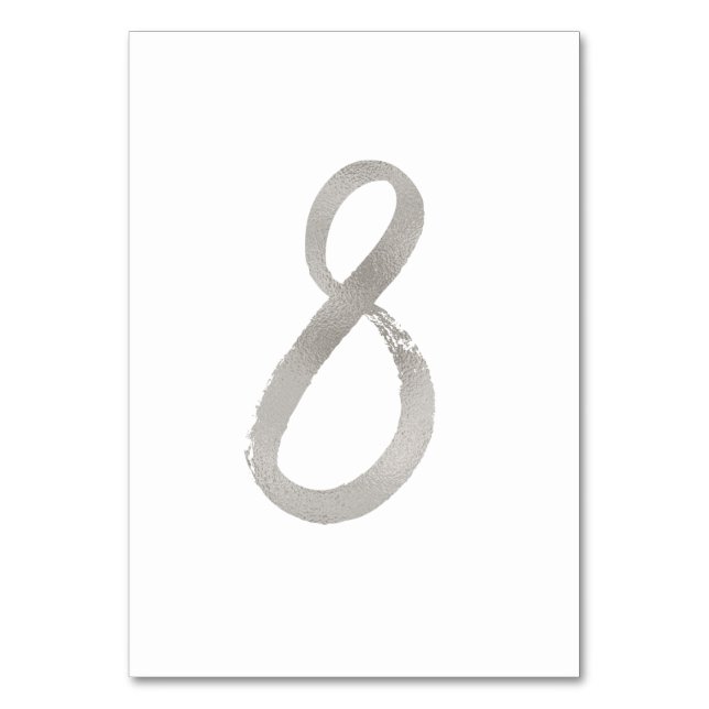 Numéro de table mariage chic de feuille d'argent | (Dos)