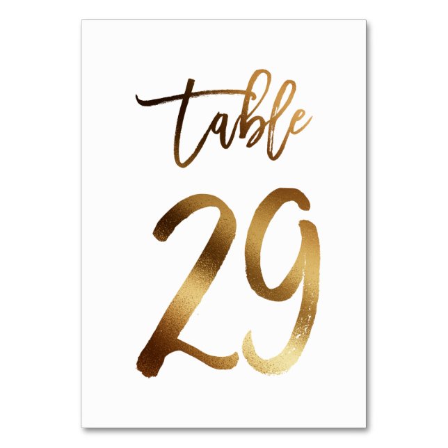 Numéro de table mariage chic de feuille d'or | Tab (Par défaut)