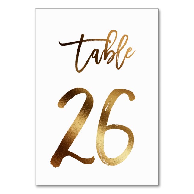 Numéro de table mariage chic de feuille d'or | Tab (Par défaut)