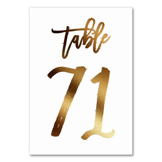 Numéro de table mariage chic de feuille d'or | Tab (Par défaut)