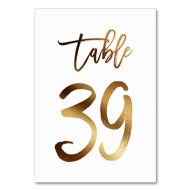 Numéro de table mariage chic de feuille d'or | Tab (Par défaut)