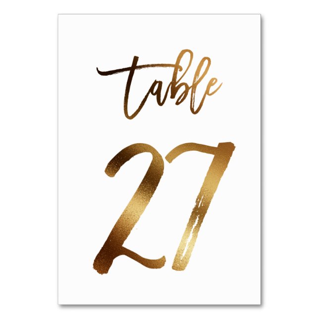 Numéro de table mariage chic de feuille d'or | Tab (Par défaut)