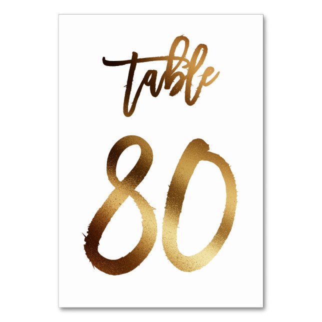 Numéro de table mariage chic de feuille d'or | Tab (Par défaut)
