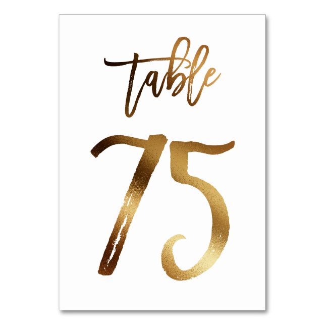 Numéro de table mariage chic de feuille d'or | Tab (Par défaut)