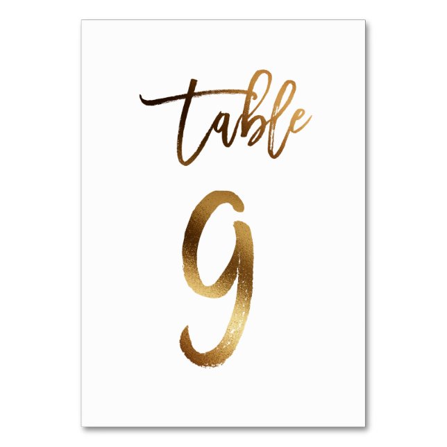 Numéro de table mariage chic de feuille d'or | Tab (Par défaut)