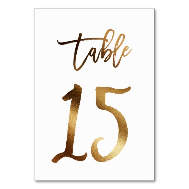 Numéro de table mariage chic de feuille d'or | Tab (Par défaut)