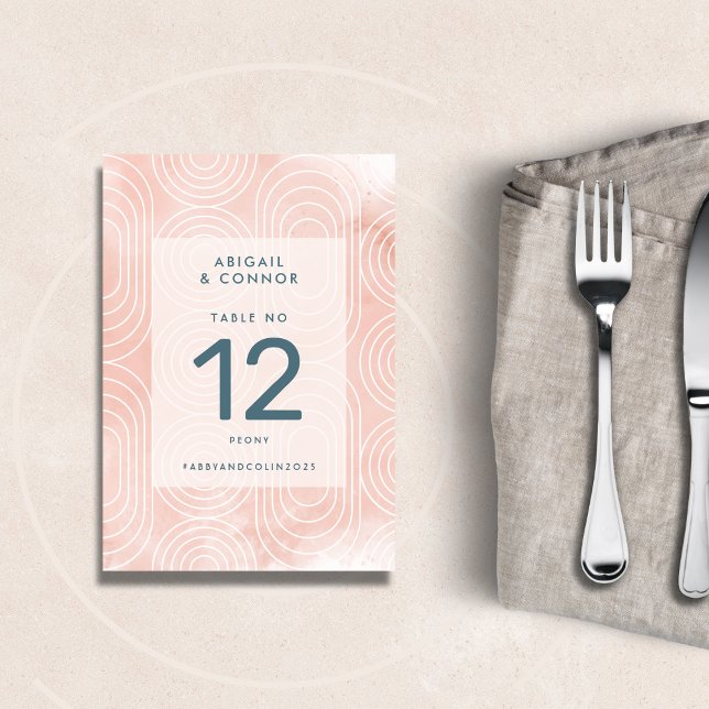 Numéro De Table Mariage chic de pêche Ovales et cercles (Créateur téléchargé)