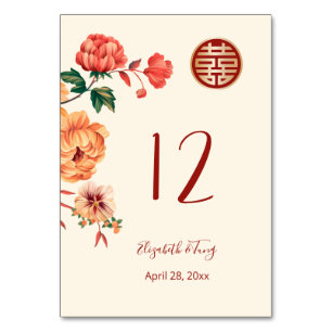 Numéro De Table Mariage chinois Peony