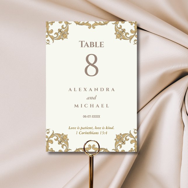 Numéro De Table Mariage chrétien baroque orné d'ivoire  (Créateur téléchargé)