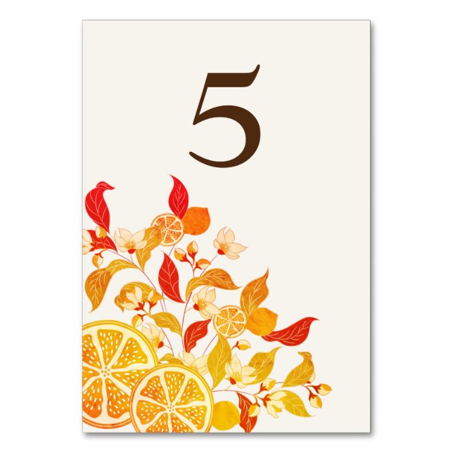 Numéro De Table Mariage Citronné Frais Feuillage Citrus (Par défaut)
