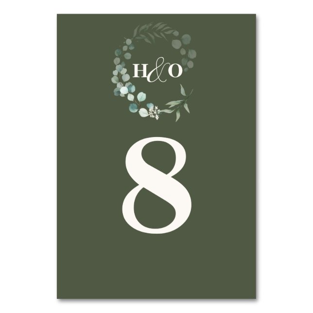 Numéro De Table Mariage classique au jardin avec eucalyptus et mon (Par défaut)