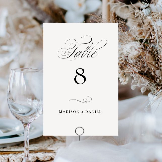 Numéro De Table Mariage Classique Écriture Élégante Moderne (Créateur téléchargé)