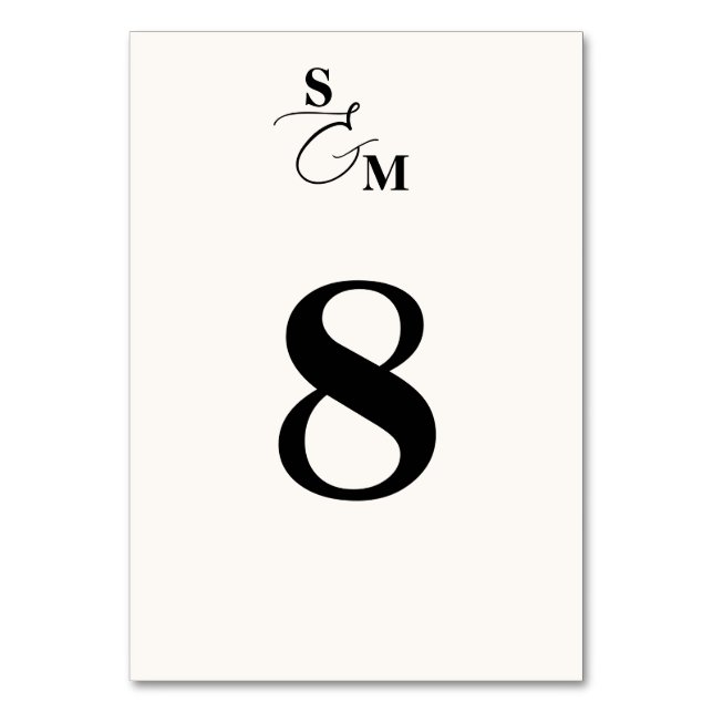 Numéro De Table Mariage Classique Monogramme Esperluette Moderne (Par défaut)