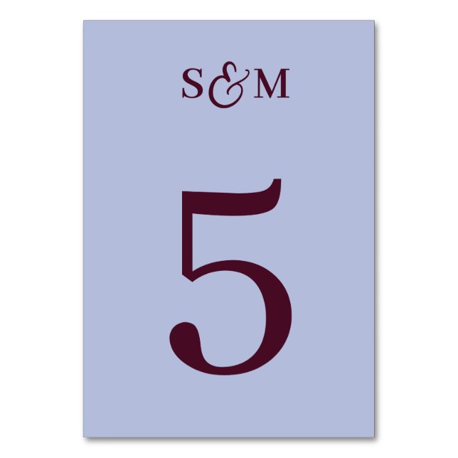 Numéro De Table Mariage Classique Monogramme Esperluette Pervenche (Par défaut)