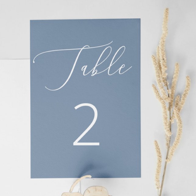 Numéro De Table Mariage Classique Nautique Bleu Ardoise Poussiéreu (Créateur téléchargé)