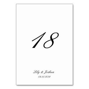 Numéro De Table Mariage Classique Noir et Blanc Intemporel