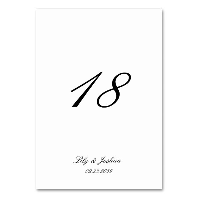 Numéro De Table Mariage Classique Noir et Blanc Intemporel (Par défaut)
