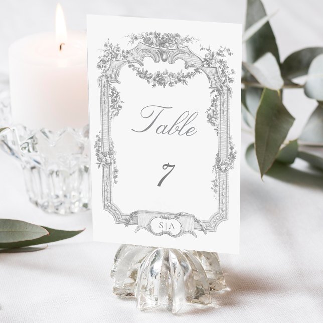 Numéro De Table Mariage Classique Orné de Guirlande de Roses Franç (Créateur téléchargé)