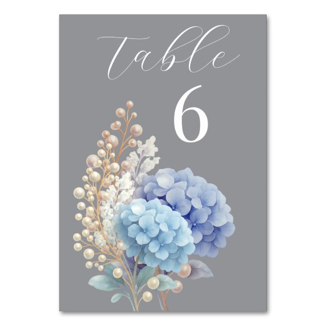 Numéro De Table Mariage couleur bleu d'aquarelle romantique Pearl  (Par défaut)