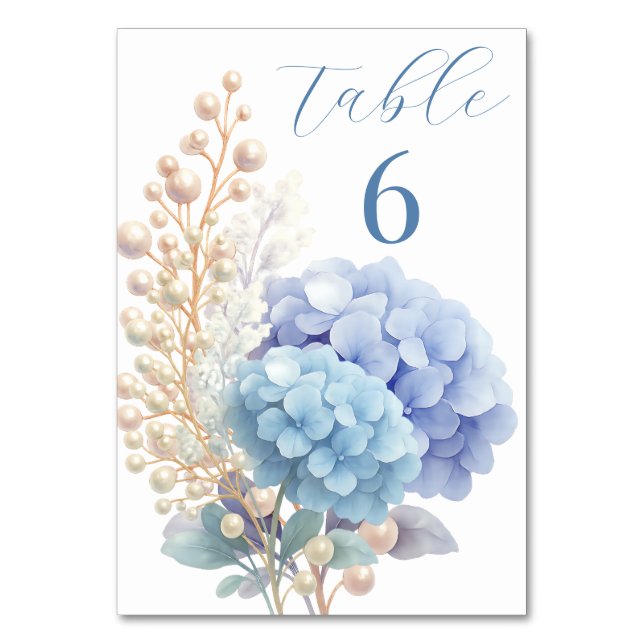Numéro De Table Mariage couleur bleu d'aquarelle romantique Pearl  (Par défaut)