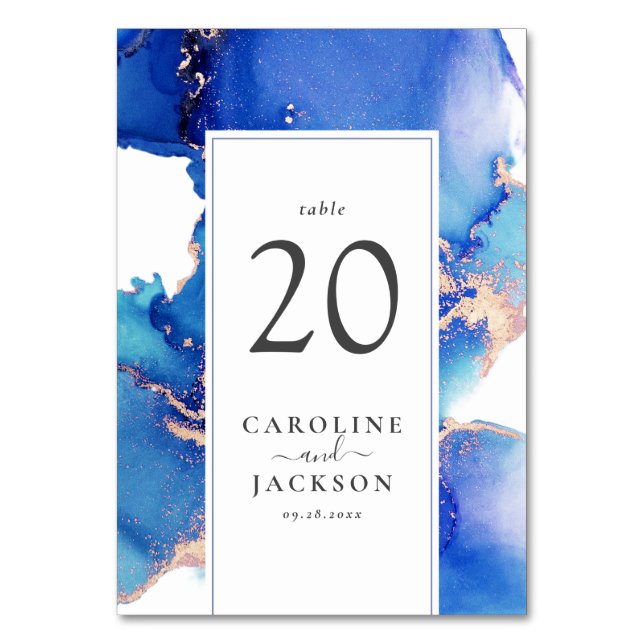 Numéro De Table Mariage couleur or bleu (Par défaut)