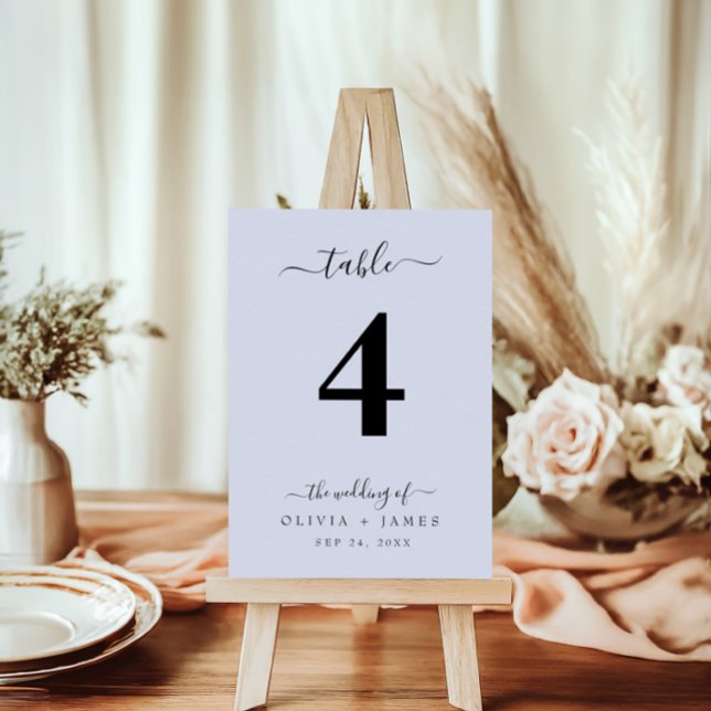 Numéro de table mariage Couleur simple bleu uni (Wedding Table Number Simple Solid Blue Color)