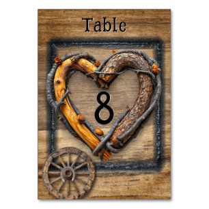 Numéro De Table Mariage Country Western Cadre de brindilles Roue d