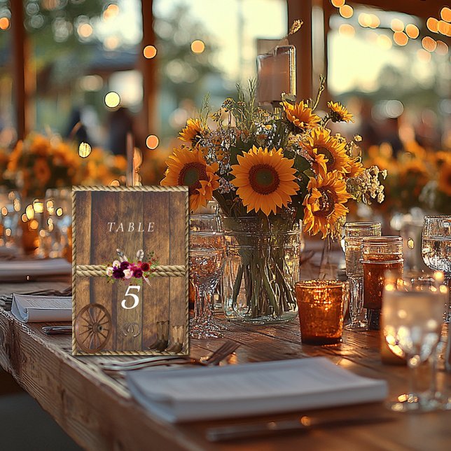 Numéro De Table Mariage Country Western Roses Rouges Roses Roses W (Créateur téléchargé)