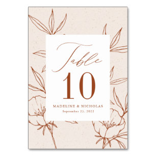 Numéro De Table Mariage Crème Fleurale Botanique Moderne & Cannell