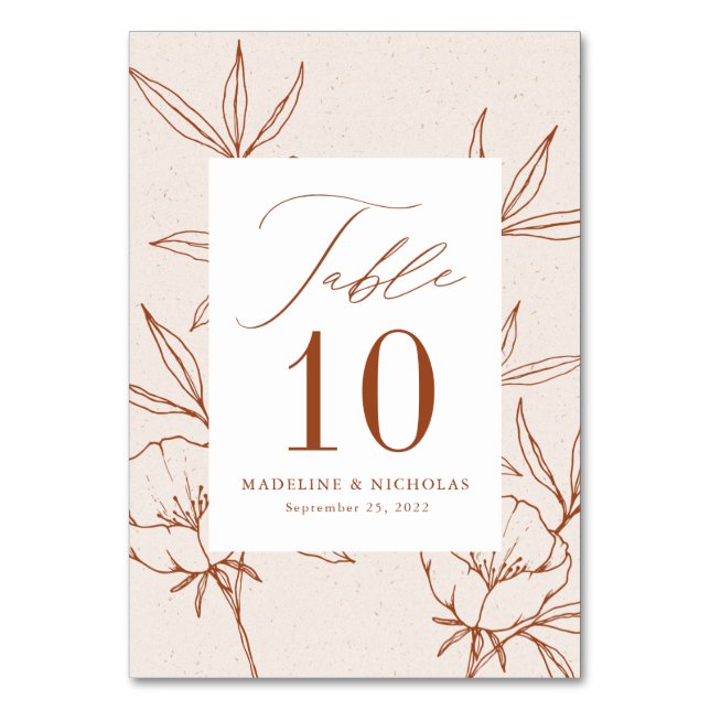 Numéro De Table Mariage Crème Fleurale Botanique Moderne & Cannell (Par défaut)
