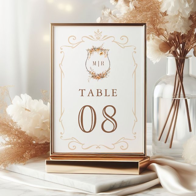 Numéro De Table Mariage Crête de Fleur Sauvage d'Automne (Créateur téléchargé)