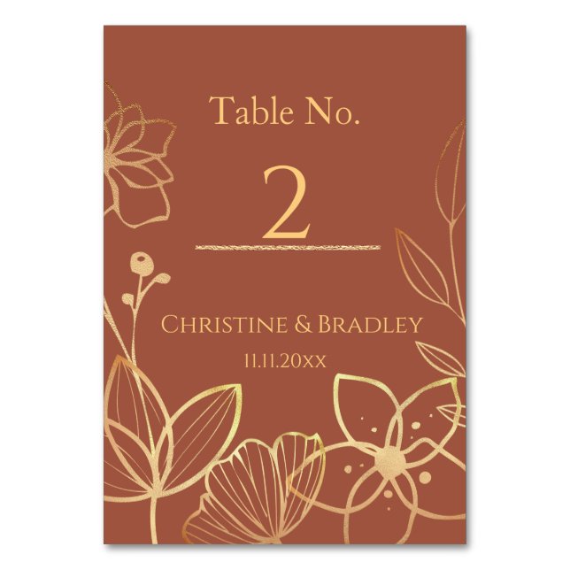 Numéro De Table Mariage cuivre et or (Par défaut)