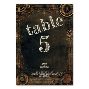Numéro De Table Mariage d'affaires Steampunk Noir
