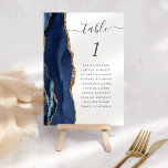 Numéro De Table Mariage d'âge bleu or de la marine moderne<br><div class="desc">Le bord gauche de cette élégante carte de numéro de table mariage moderne comporte une bordure marine couleur aquarelle ornée d'une parties scintillant en faux or. Le mot "table" apparaît dans le script d'écriture manuscrite gris charbon sur un arrière - plan blanc. Ajoutez les noms de vos invités qui sont...</div>