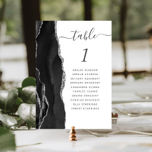 Numéro De Table Mariage d'âge d'argent noir
