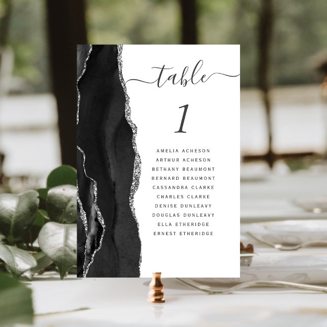Numéro De Table Mariage d'âge d'argent noir (Créateur téléchargé)