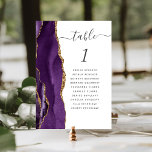 Numéro De Table Mariage d'âge d'or violet<br><div class="desc">Le bord gauche de cette élégante carte de numéro de table mariage moderne comporte une bordure d'aquarelle violette ornée d'une parties scintillant en faux or. Le mot "table" apparaît dans le script d'écriture manuscrite gris charbon sur un arrière - plan blanc. Ajoutez les noms de vos invités qui sont affectés...</div>