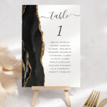 Numéro De Table Mariage d'âge Gold Noir<br><div class="desc">Le bord gauche de cette élégante carte de numéro de table mariage moderne comporte une bordure en aquarelle noire, recouverte d'une parties scintillant en faux or. Le mot "table" apparaît dans le script d'écriture manuscrite gris charbon sur un arrière - plan blanc. Ajoutez les noms de vos invités qui sont...</div>