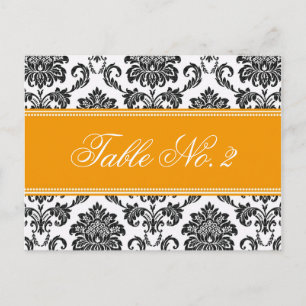Numéro de table Mariage damassé orange